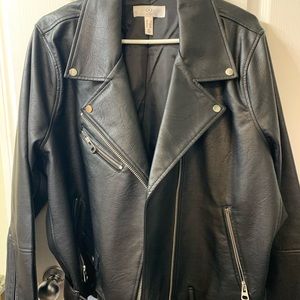 Plus Size faux leather motorcycle jacket